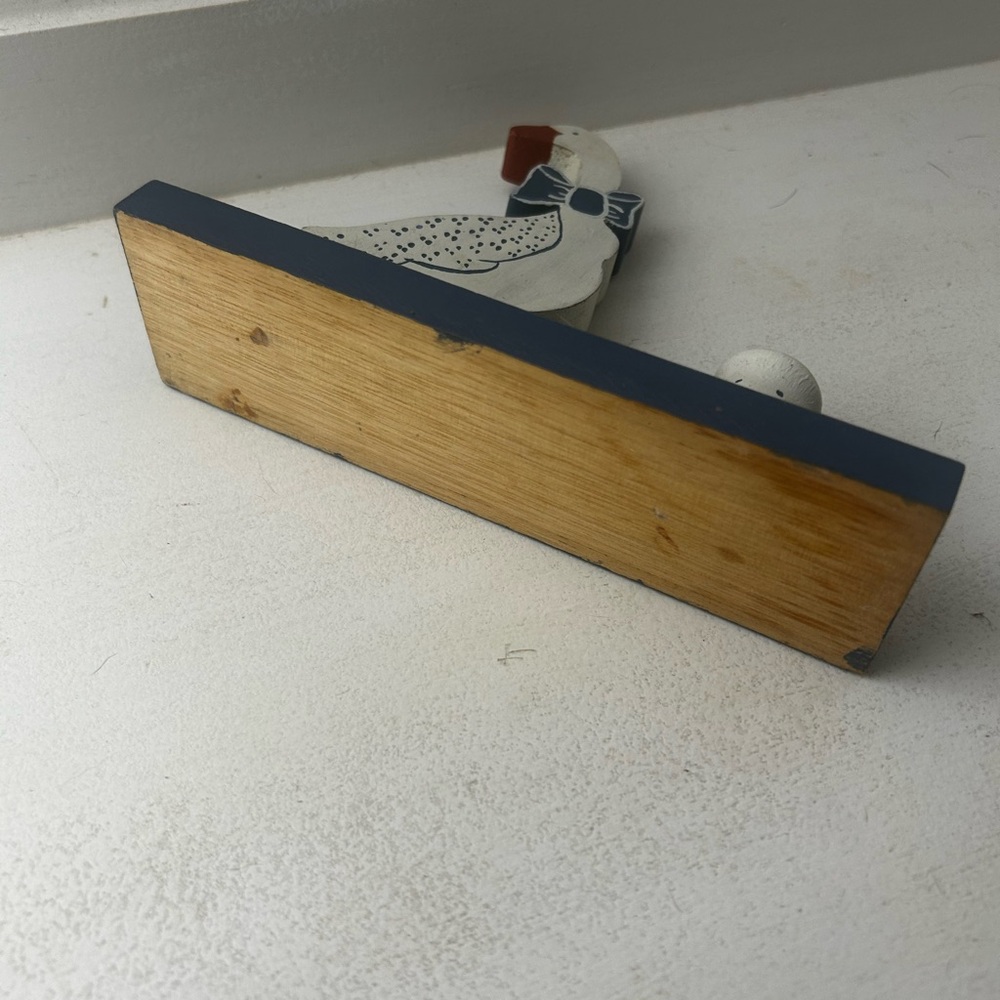 Vintage 80s Giftco Wooden Duck Goose Candle Holder Kitschy Farmhouse Blue White - Picture 6 of 7